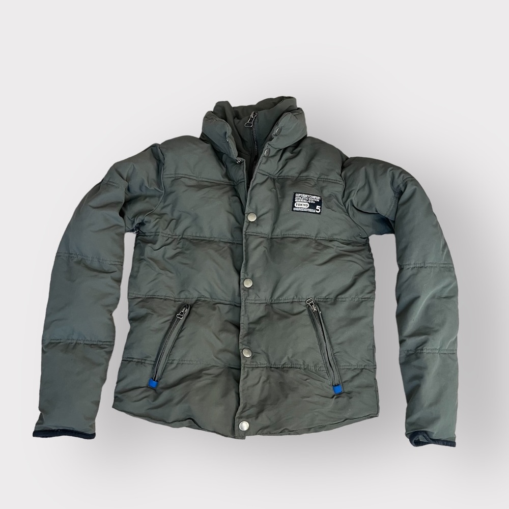 Superdry Grey Zip & Button Puffer Jacket